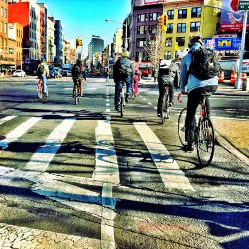 nycbikecommuter: Bikes taking over the streets off the Manhattan Bridge.