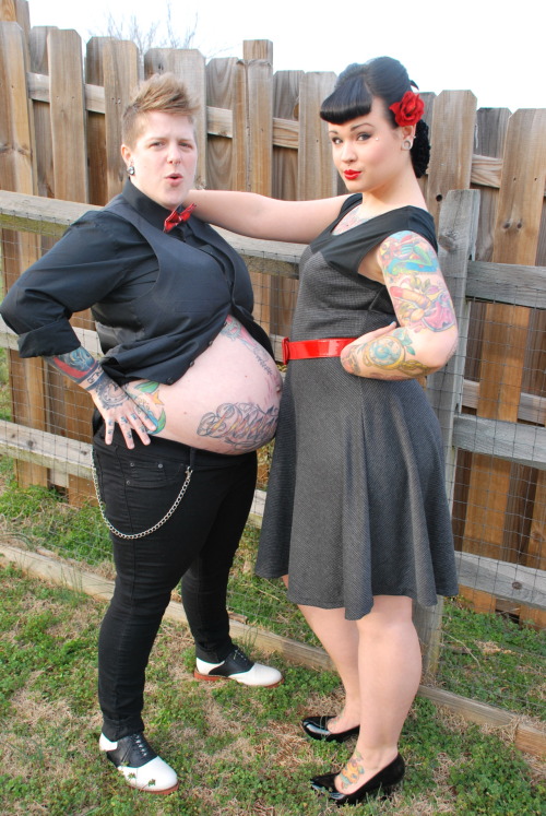 fuckyeahlesbians:[Image:  A photoset of two pale women, one femme, one butch.  The butch woman is ex