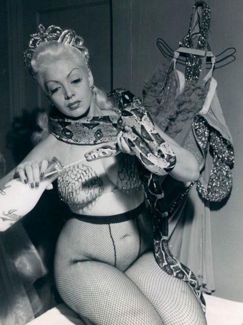 Zorita feeds her pet snake and sidekick