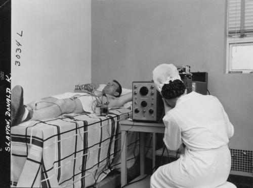 winking-at-deke-slayton: Deke and Gus undergoing testing as astronaut candidates, 1959. Guys, I know