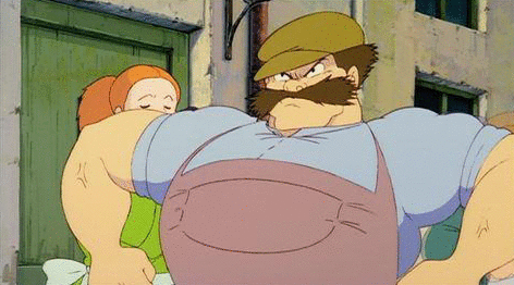 chinad011:thekumazone:apebit:houseofghibli:Gifs from the manliest fighting scene of them all, reques