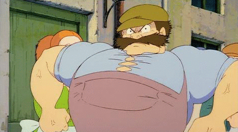 chinad011:thekumazone:apebit:houseofghibli:Gifs from the manliest fighting scene of them all, reques