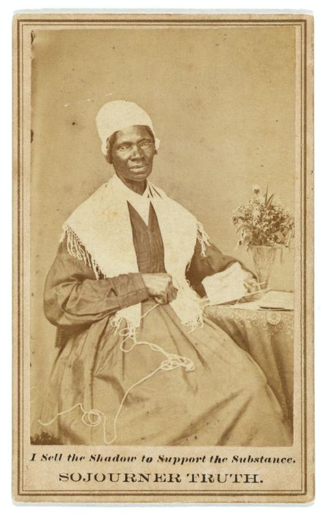 Abolitionist and women’s right activist Sojourner Truth, 1864.
Sojourner sold these cartes-de-visite at her lectures in order to support herself and pay off her debts. Cards were sold in two sizes for 33 cents and 50 cents ($7.60 and $11.50 in...