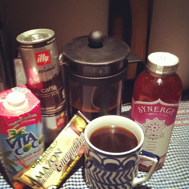 My #nyfw survival kit. So much for staying off caffeine… (Taken with instagram)