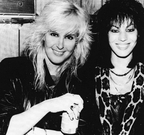 beautiful-garbage: Lita Ford and Joan Jett, ‘83.