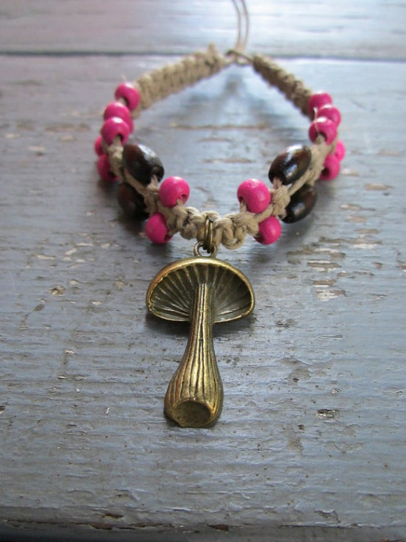 fuckyeahpsychedelics:  Mushroom Hemp Bracelet For sale here