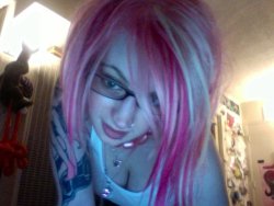 mandymorbid:  someone requested a no makeup-wearing glasses-and smiling pic this is all I can find right now