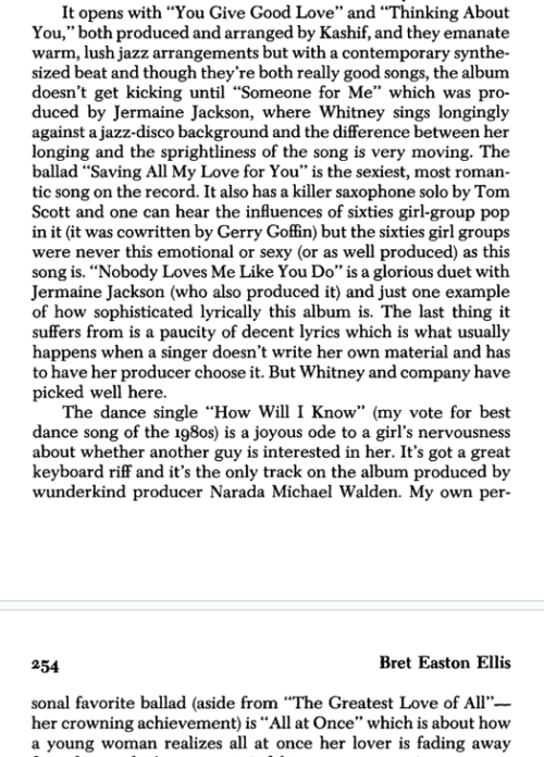 daysrunaway:Well, R.I.P., Whitney. Here’s the Whitney Chapter from Bret Easton Ellis’ seminal “Ameri