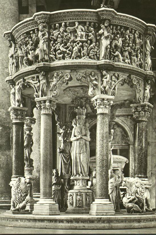 thewestostlicherdivan:Pulpit at the Cathedral of Pisa by Nicola Pisano, 1302-11 