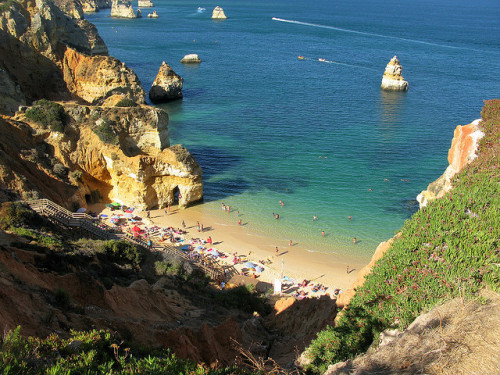 by André Pipa on Flickr.Panoramic view over praia do Camilo near Lagos, Algarve, Portugal.