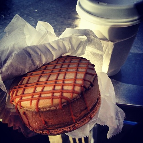 Salty caramel macaroon ice cream sandwich at Milk