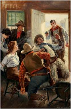 Cowsinartclass72:  Saloon Shootout By Anton Otto Fischer (1919) 