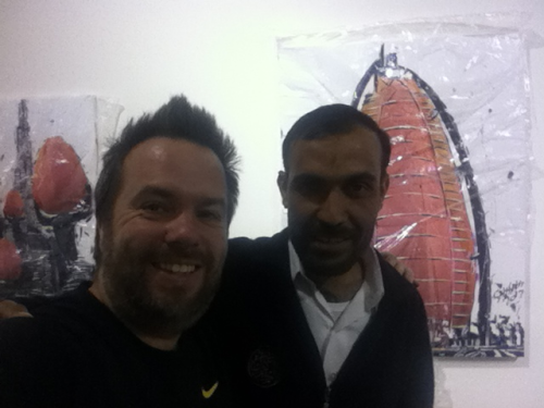 The local security guard wants a picture with the artist :) nice guy