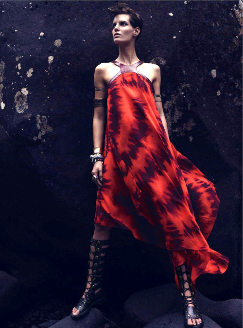 Iris Strubegger by Horst Diekgerdes for Harper’s Bazaar UK (March 2012) Editorial: Earth, Wind
