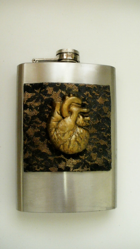 I Love You From The Bottom of My Right Ventricle (hip flask) by thetwistedcrafts