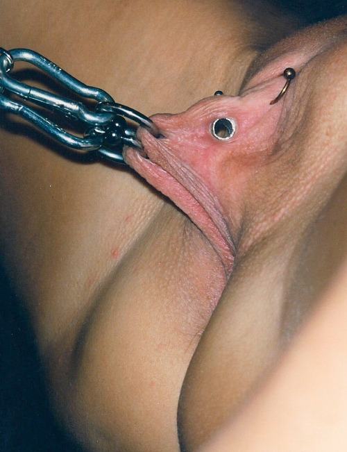 Labia rings being pulled, flesh tunnel and porn pictures