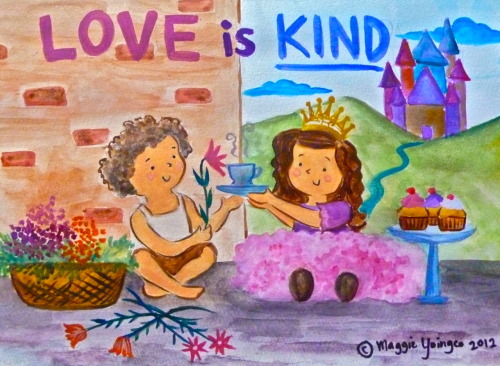 pirateshipsandrabbitholes:  1 Corinthians 13:4 Love Is Kind, 02/14/12 watercolor on paper