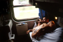 guysthatgetmehard:  *kissing* on a train