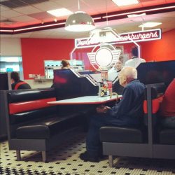 k-ass-andra:  I literally cried.     He went to Steak n Shake with his wife every year for valentine’s day since before he was married. This is his first year without a valentine. :(      I cri errvtim