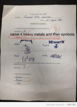 9gag:  Name 4 heavy metals and their symbols 