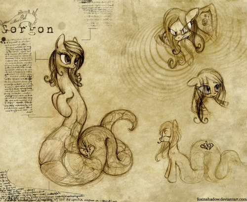 Pony gorgon? Okay, pony gorgon Commission for http://loyal2luna.deviantart.com/ Reference sheet for Marr Bell, OC from her fanfic. Read it here http://www.fimfiction.net/index.php?view=category&user=774 It contains Doctor Whooves, so the existence