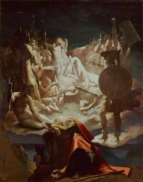 necspenecmetu:Jean-Auguste-Dominique Ingres, The Dream of Ossian, 1813