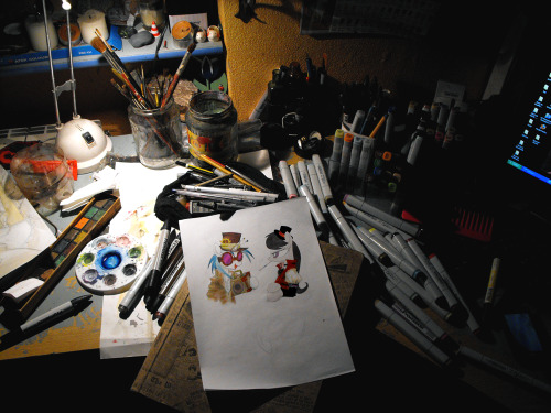 This is how my desk looks like right after finishing a drawing Every. Single. Time. I love my total mess :’D