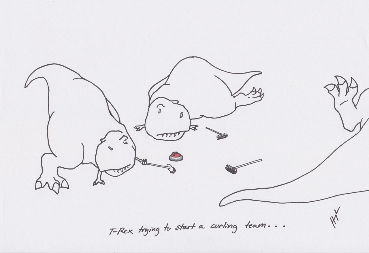 trextrying:  T-Rex Trying to Start a Curling Team… #TRexTrying 