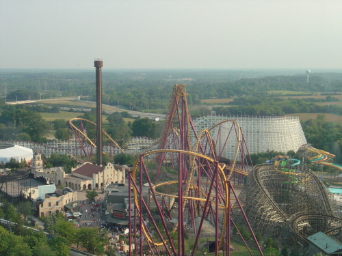 Rollercoasters at Six Flags Great America, Illinois:  American Eagle, Giant Drop, Raging Bull, 