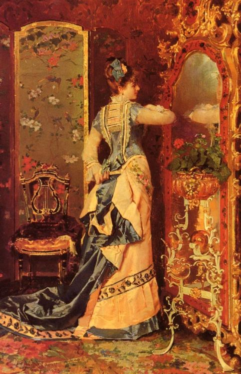 oldrags:Woman Before a Mirror by Luis Alvarez Catala, 1878