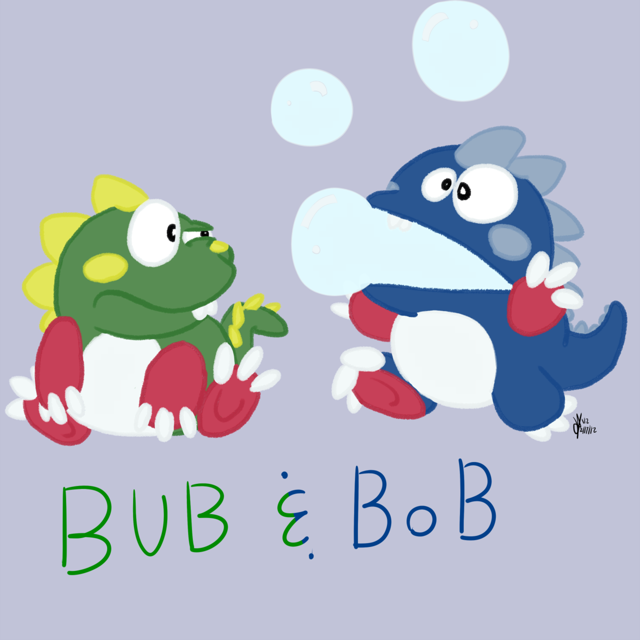 More video game fanart, Bub and Bob from Bubble Bobble! I never actually owned Bubble