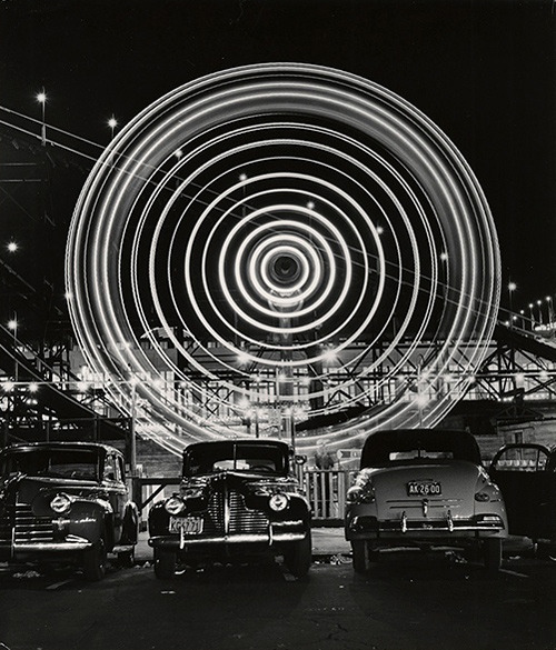 milesbarger:Andreas Feininger, Ferris Wheel, Gyro Globe and The Hurricane, c1949 (via)