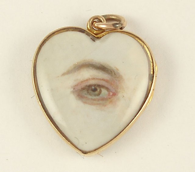 vashti:   “Lovers’ eye”, eye miniature on ivory, c. 1830s. Hand-painted miniature