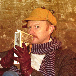 areyousuretonightsadangernight:  That is one well-loved book. &lt;3 Mark dressed up as his favorite consulting detective. 