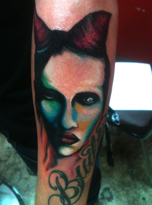 fuckyeahtattoos:  Marilyn Manson’s painting “Experience is the Mistress of Fools”