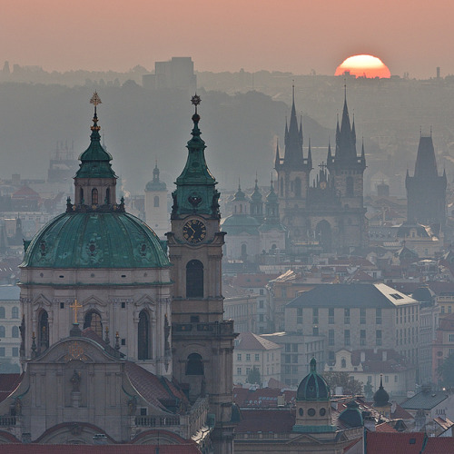 by Tomas Megis on Flickr.When the sun welcomes a new day in the romantique city of Prague, Czech Rep