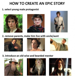 sanityscraps:  esprit-follet:  tastefullyoffensive:  [via]  This is also applicable to Legend of The Seeker…and many more..  Welcome to Jung’s Monomyth. The young white male thing, however, is our society being a massive douche. The Hero/Heroine could,