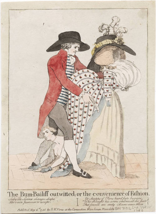 damesalamode:geisterseher:‘The Bum-Bailiff outwitted, or, The Convenience of fashion’ (1786). ROFLMA