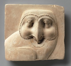 sombhatt:  Relief plaque with face of an owl. Egypt, 400–30 B.C.  