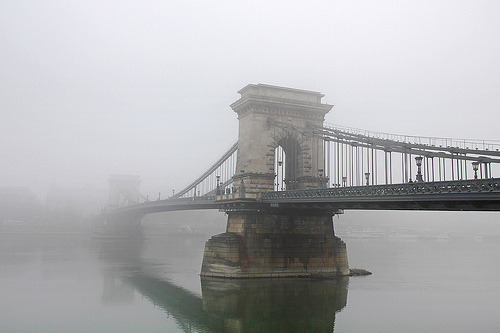allthingseurope:  The foggy Chain Bridge, Budapest, Hungary (by Romeodesign) 