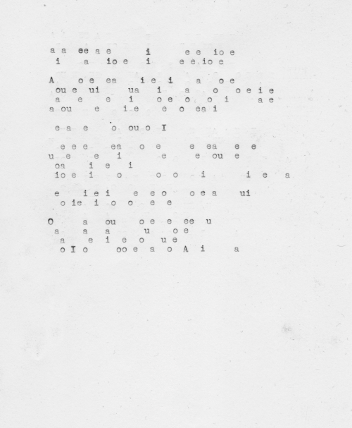 goldenlocket:  Vlt, ioeHalf a poem twice (once entirely consonants, the second all vowels) 