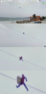 yknowyourecoolwhen:  looks like spiderman is casually strolling on a wire going home, after getting his groceries 