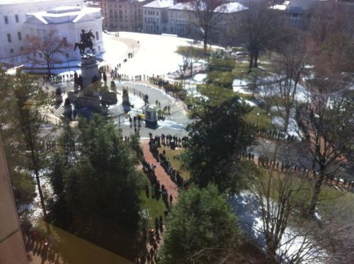 think-progress: Hundreds silently protest the Virginia bill that would force women to undergo involu
