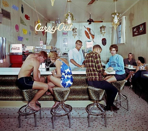 fuckyeahvintage-retro:  Teens couples in the coffee shop. C.1960s. Ocean City, MD