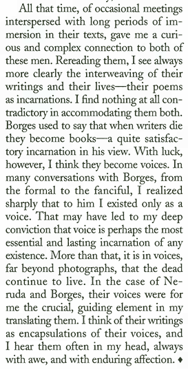 From Alastair Reid's story of his friendships with Jorge Luis Borges and Pablo Neruda