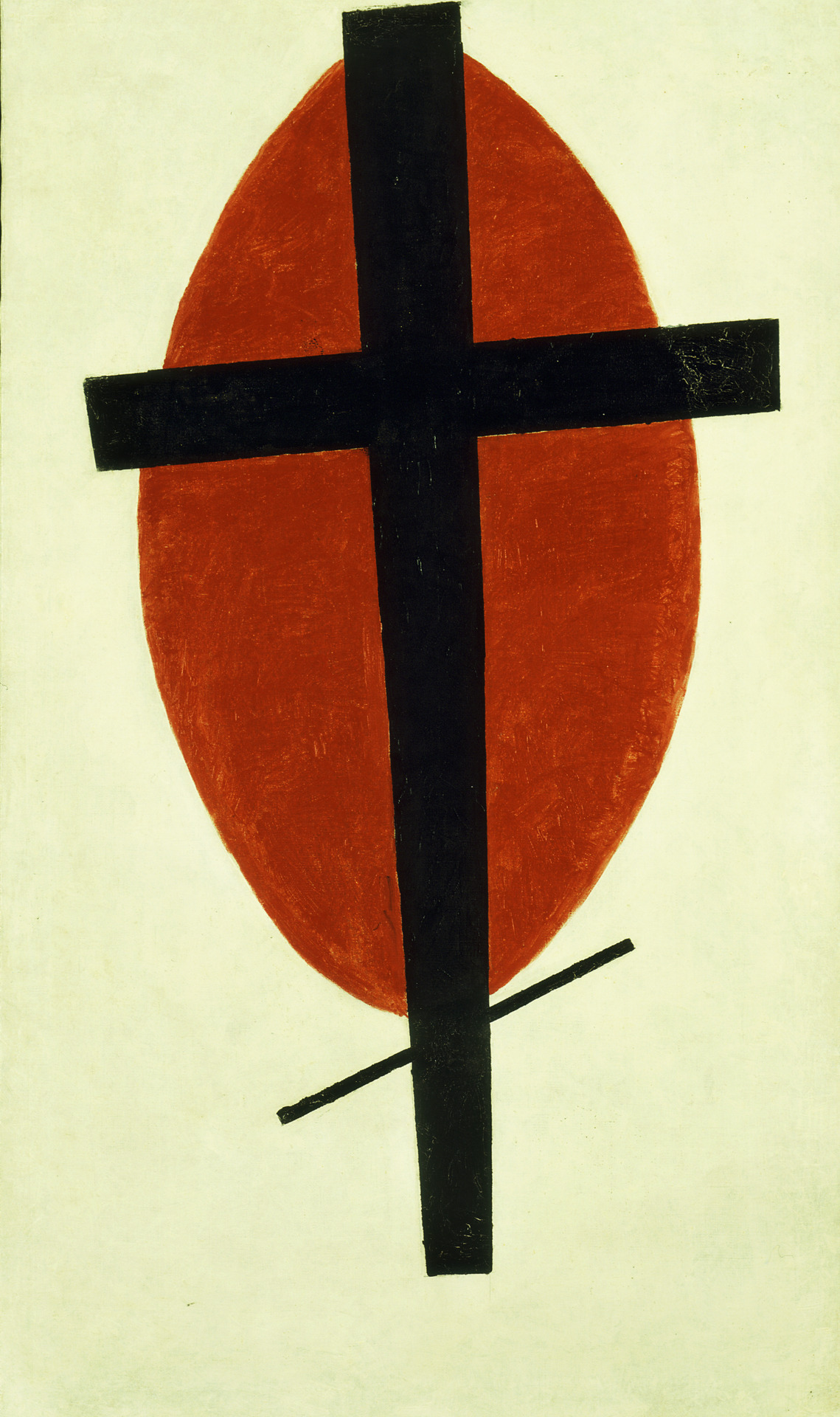 museumuesum:  Kazimir Malevich Mystic Suprematism (black cross on red oval)  1920-1927 