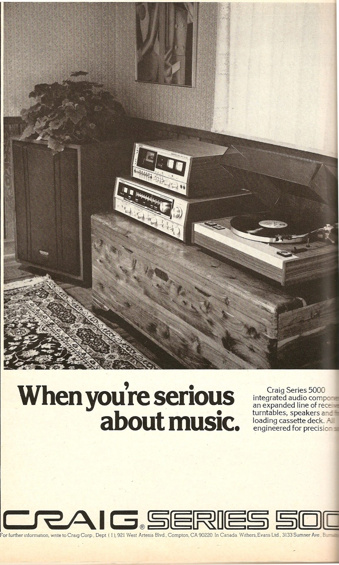 vintagelounge:  Craig. Ad from Playboy, November 1976. From the entertainment-and-furniture