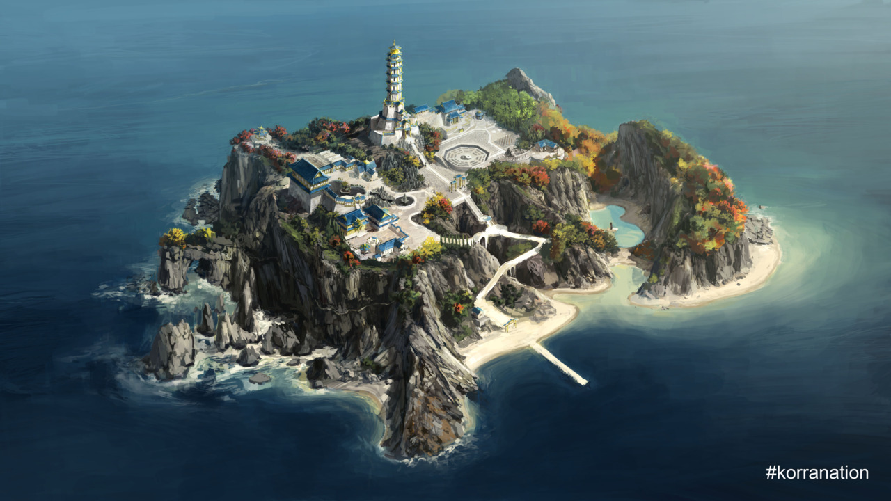 “ An aerial shot of Air Temple Island, this background painting shows the home of Tenzin and his family. The temple was originally built by Avatar Aang.
2/23/2012
”