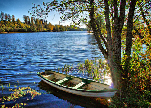 by Krogen on Flickr.Boat at the lake in Akershus County, southern Norway.