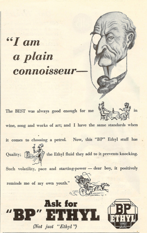 ~ advert for British Petroleum Ethyl, April 1934via Flickr(click to enlarge)